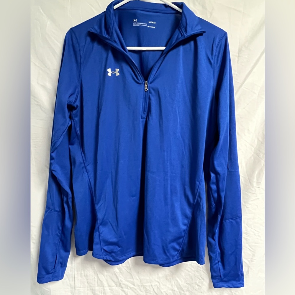 Under armour size large thin blue long sleeve zip up